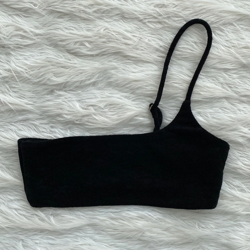 Sail On Honey | Terry Cloth One Shoulder Bikini Top
